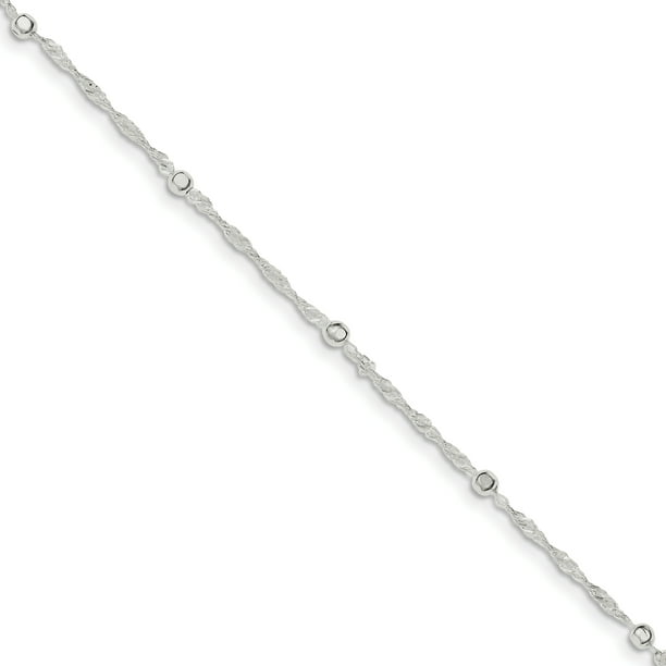 Sterling Silver 9in Polished Anklet 1.5 extension 